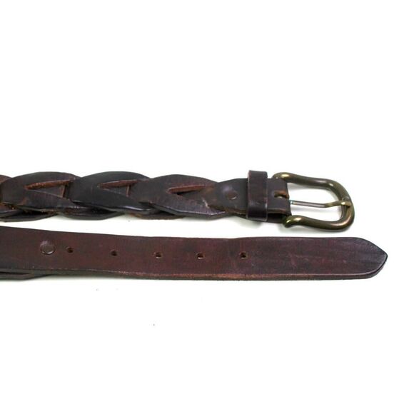 CLASSIC BRAIDED BROWN REAL LEATHER 1 1/4"WIDE DRESS CASUAL WOMEN'S BELT Sz S(79T - Picture 10 of 11